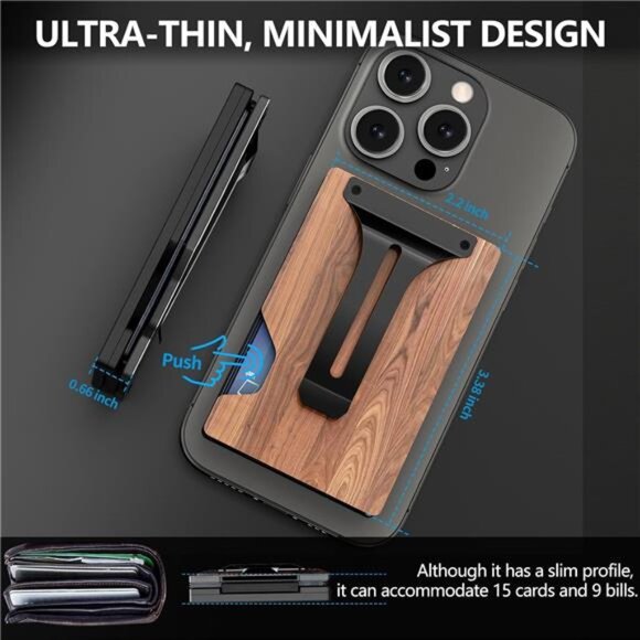 Magnetic Phone Wallet Compatible with Apple MagSafe - Metal Card Holder - Picture 5 of 7